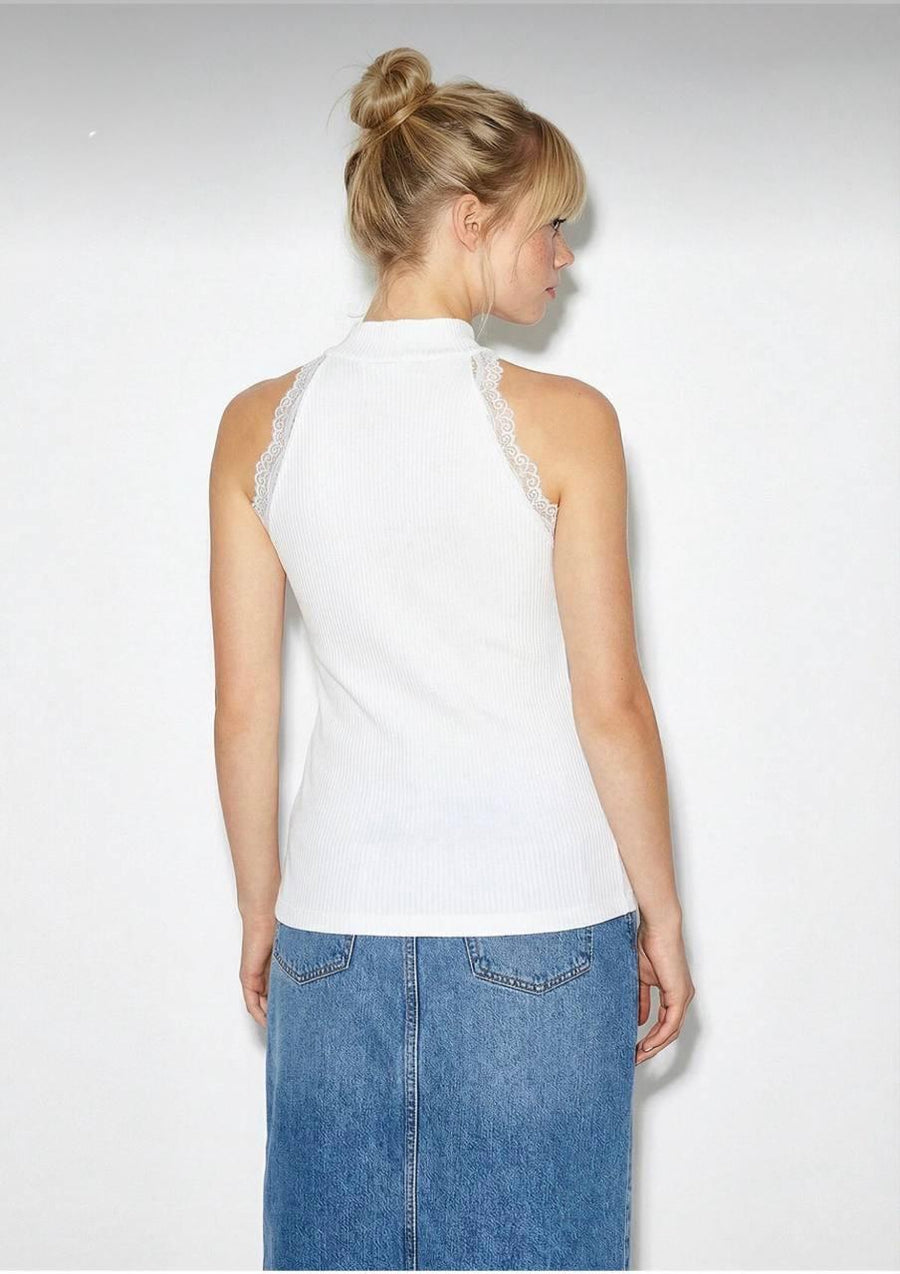 The Ivory Lace Ribbed Tank