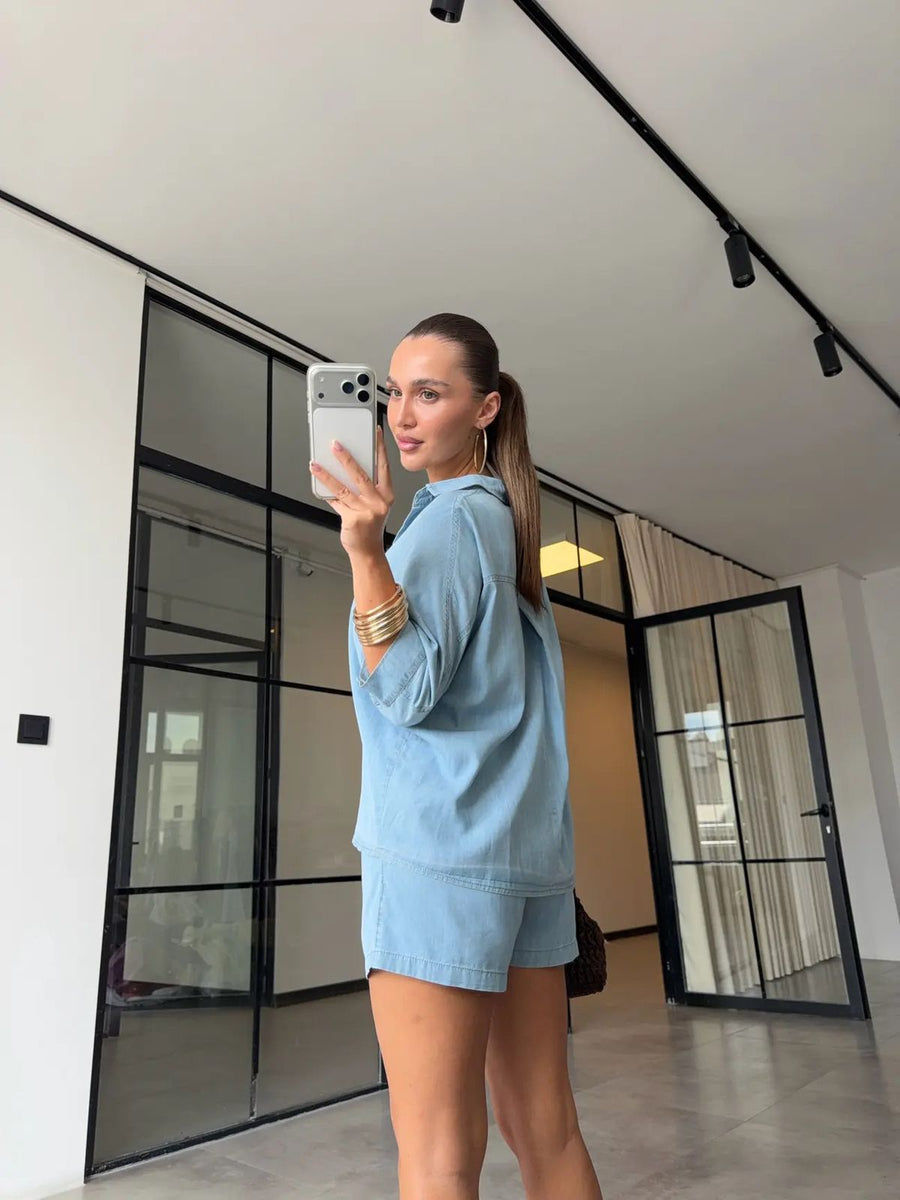 Effortless Chambray Co-ord Set - Light Wash