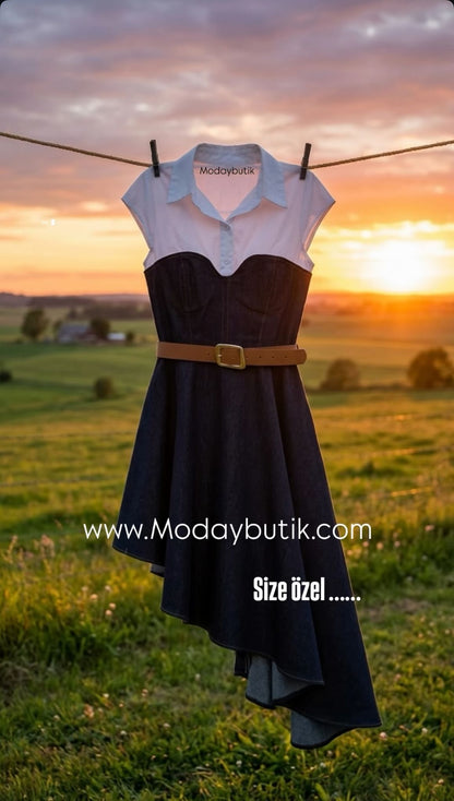 The Valencia Corset Denim Dress