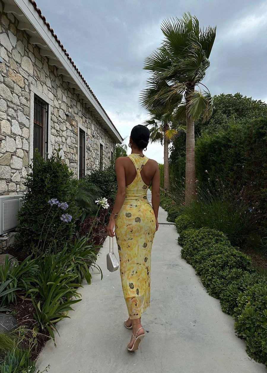 The Riviera Floral Mesh Maxi Dress