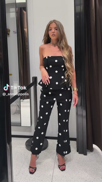 Monochrome Polka Dot Jumpsuit Look Set