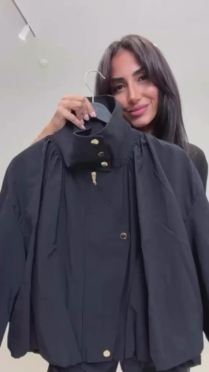 The Downtown Oversized Bomber Jacket – Black