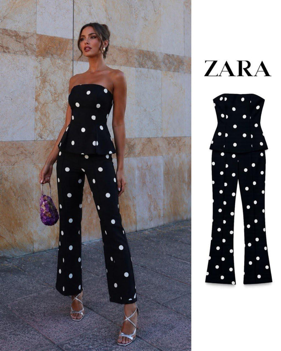 Monochrome Polka Dot Jumpsuit Look Set