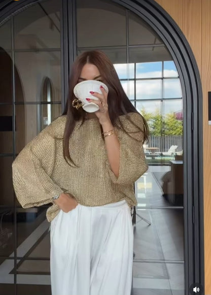 Golden Hour Metallic Knit Top