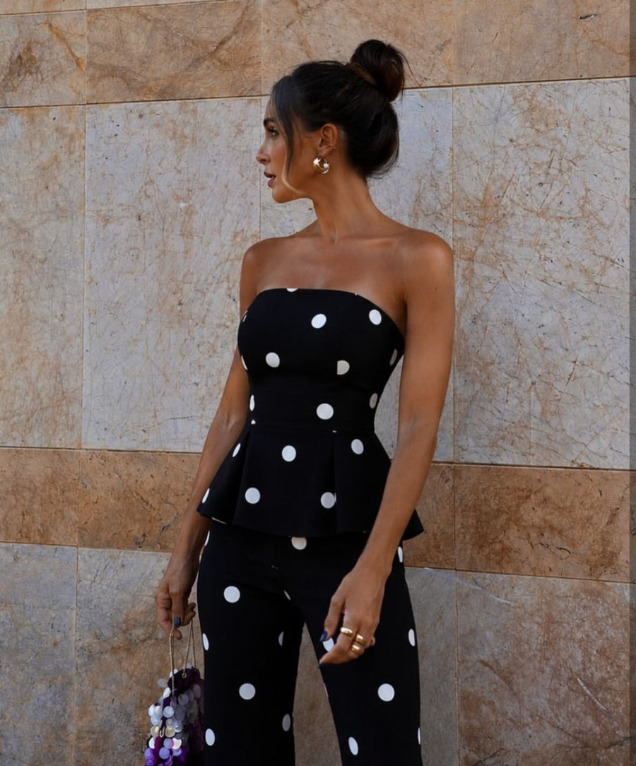 Monochrome Polka Dot Jumpsuit Look Set