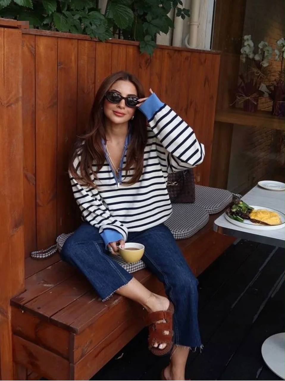 The Seaside Striped Knit polo sweater