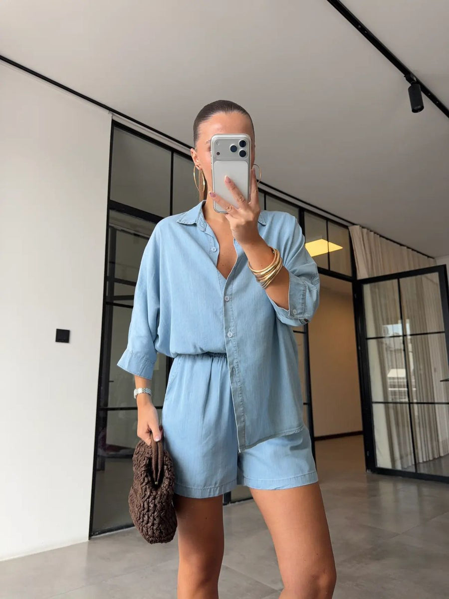 Effortless Chambray Co-ord Set - Light Wash