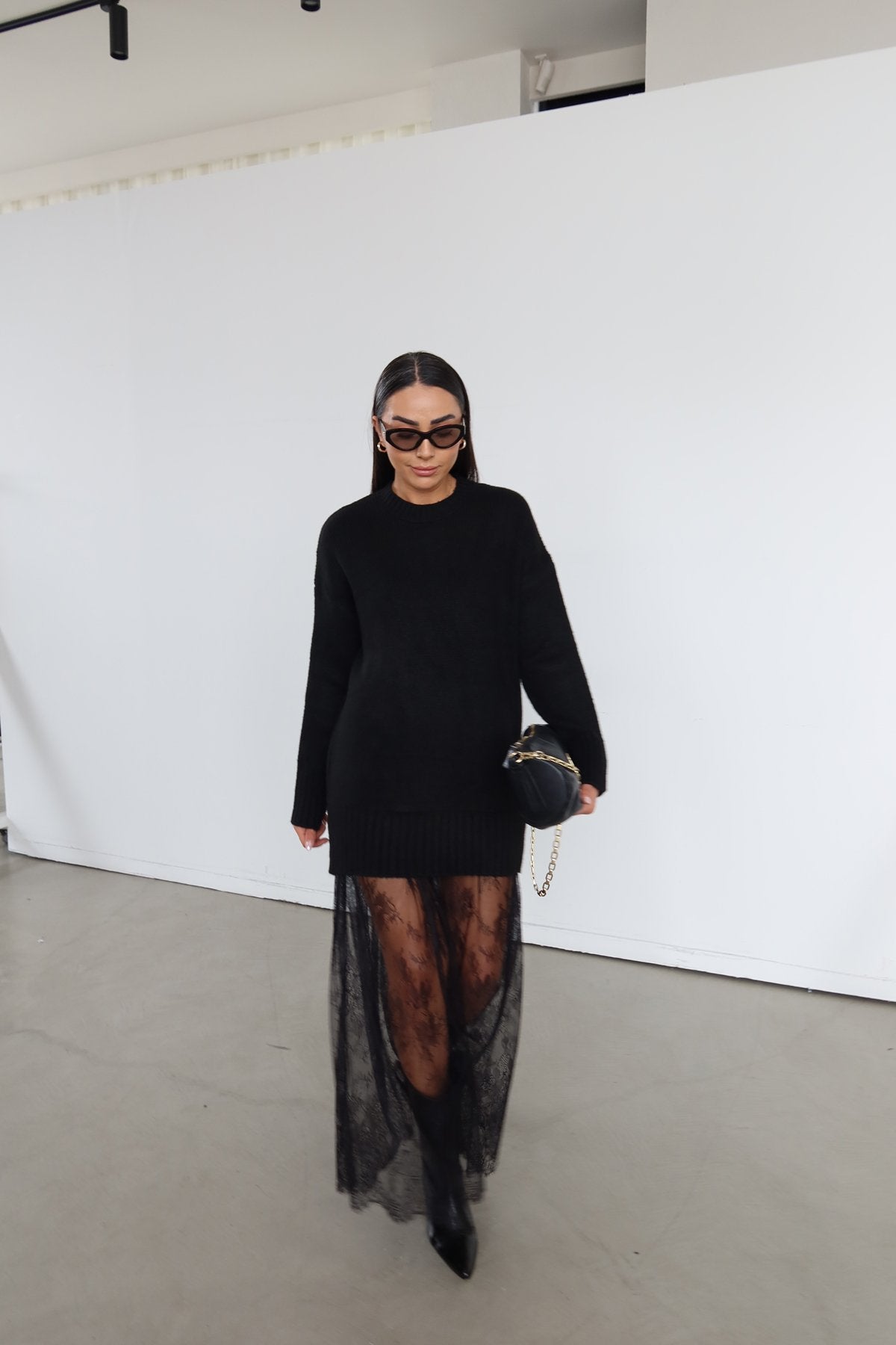 The Viral Lace-Hem Knit Dress