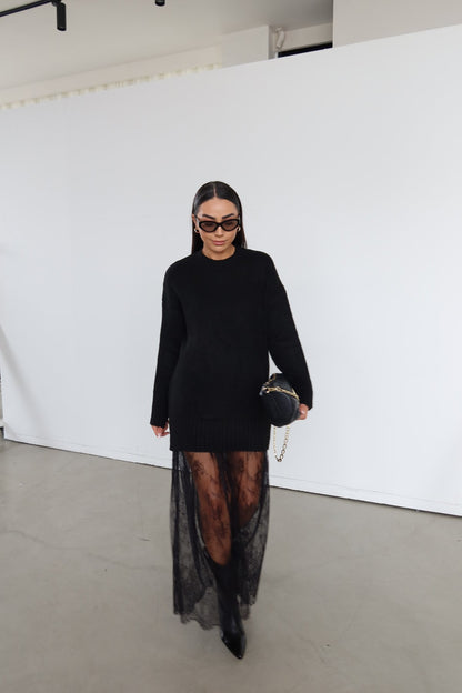 The Viral Lace-Hem Knit Dress
