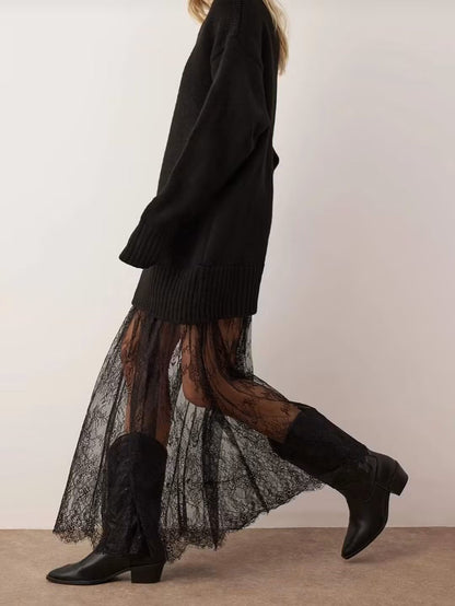 The Viral Lace-Hem Knit Dress