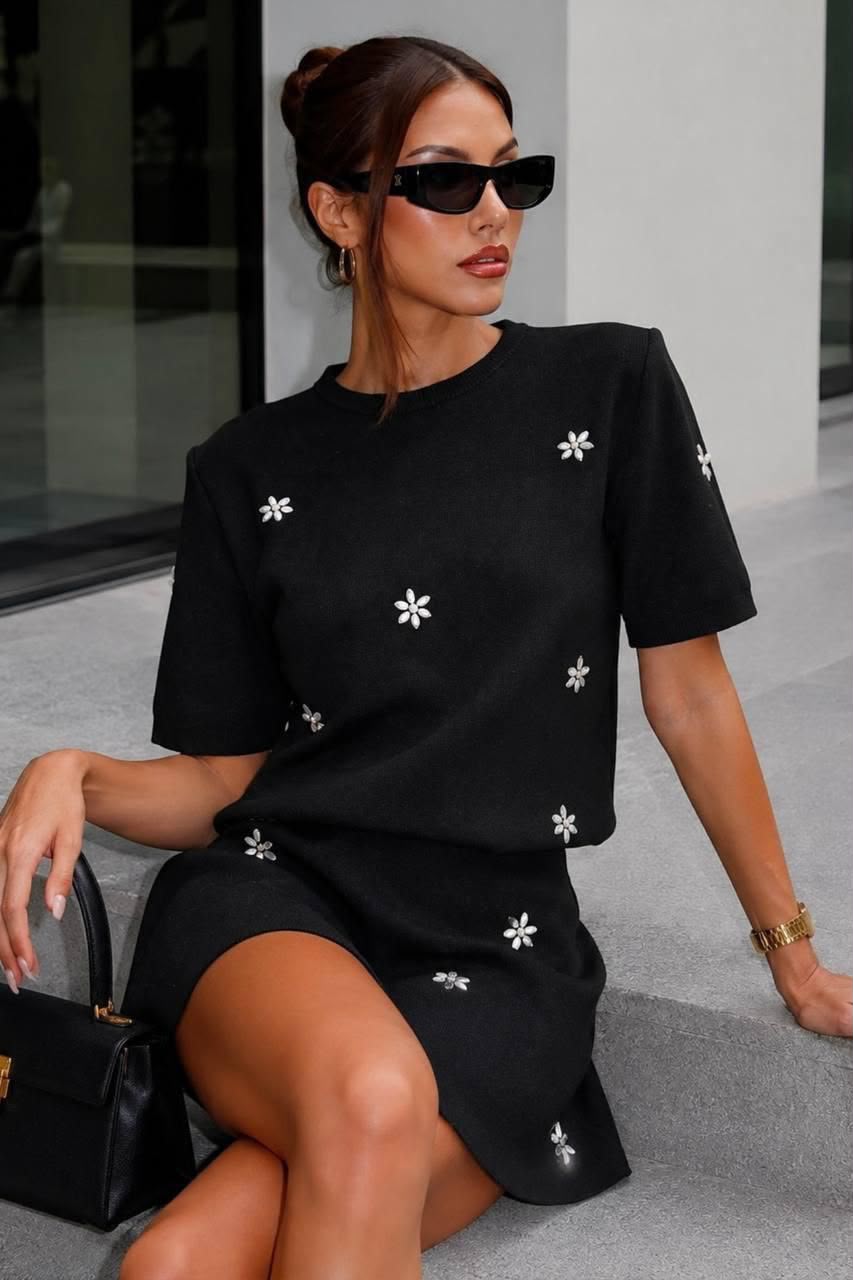 Daisy Dreaming Rhinestone Embellished Knit Set