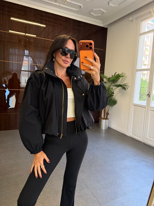 The Downtown Oversized Bomber Jacket – Black
